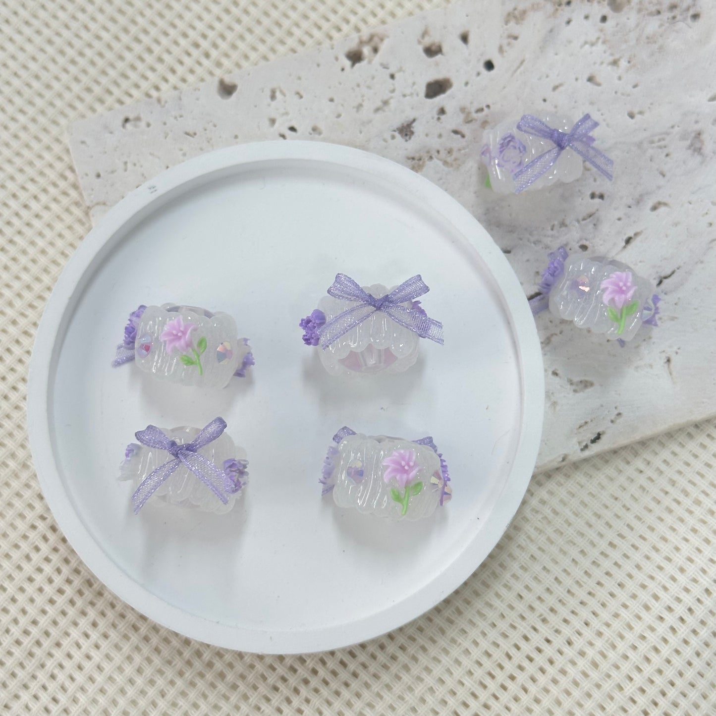 Handpainted Beads: Purple Garden (Glow in the Dark)