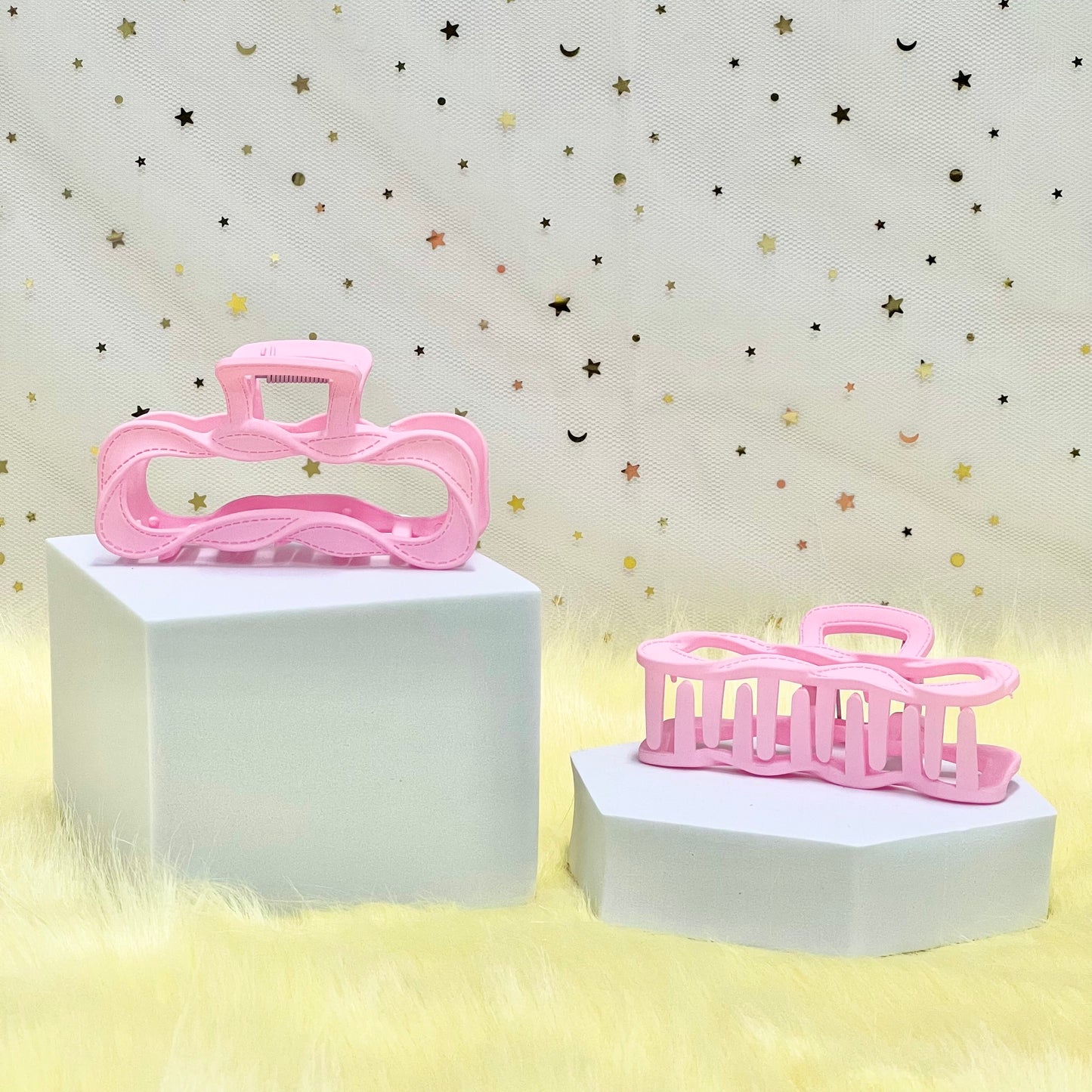 Matte Claw Clip: Twisted Rainbow Ribbon