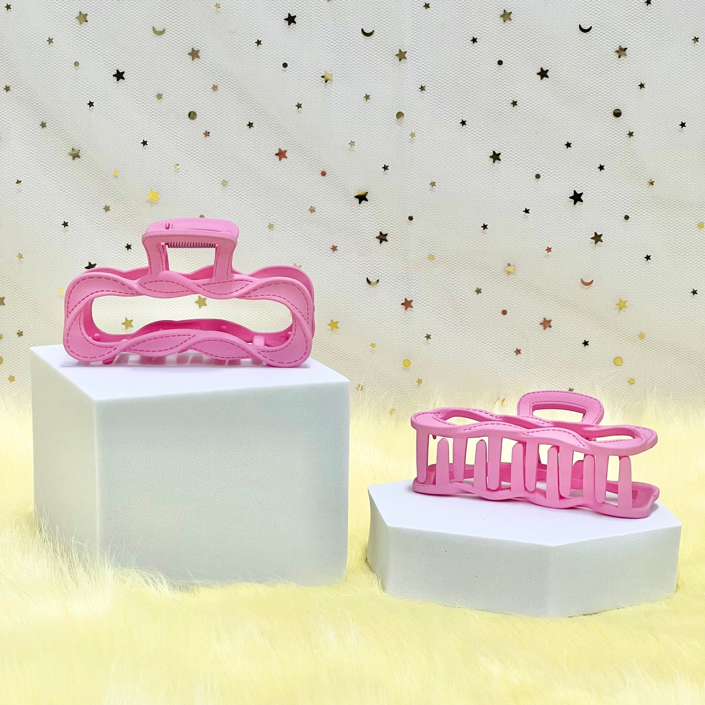 Matte Claw Clip: Twisted Rainbow Ribbon