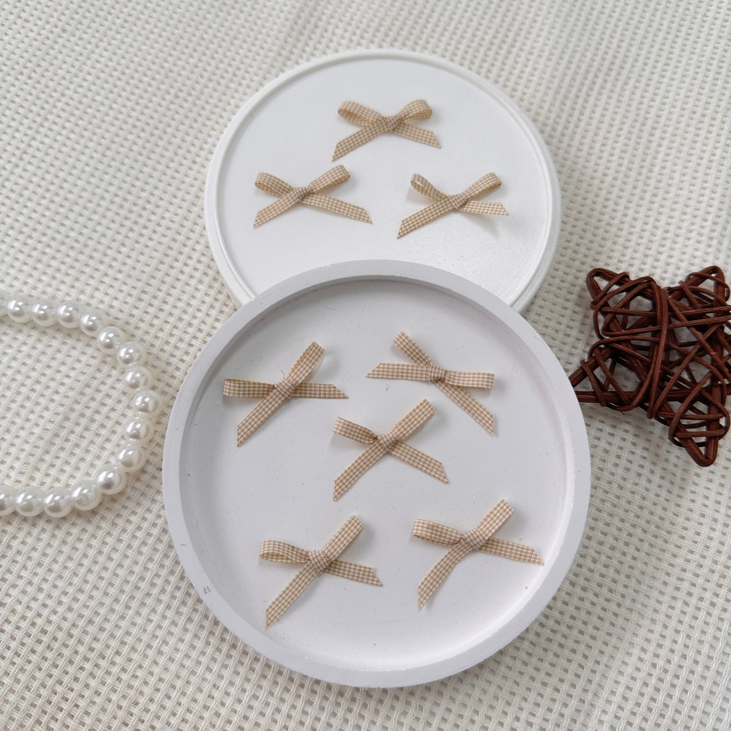 2.8cm Checkered Ribbon: Brown