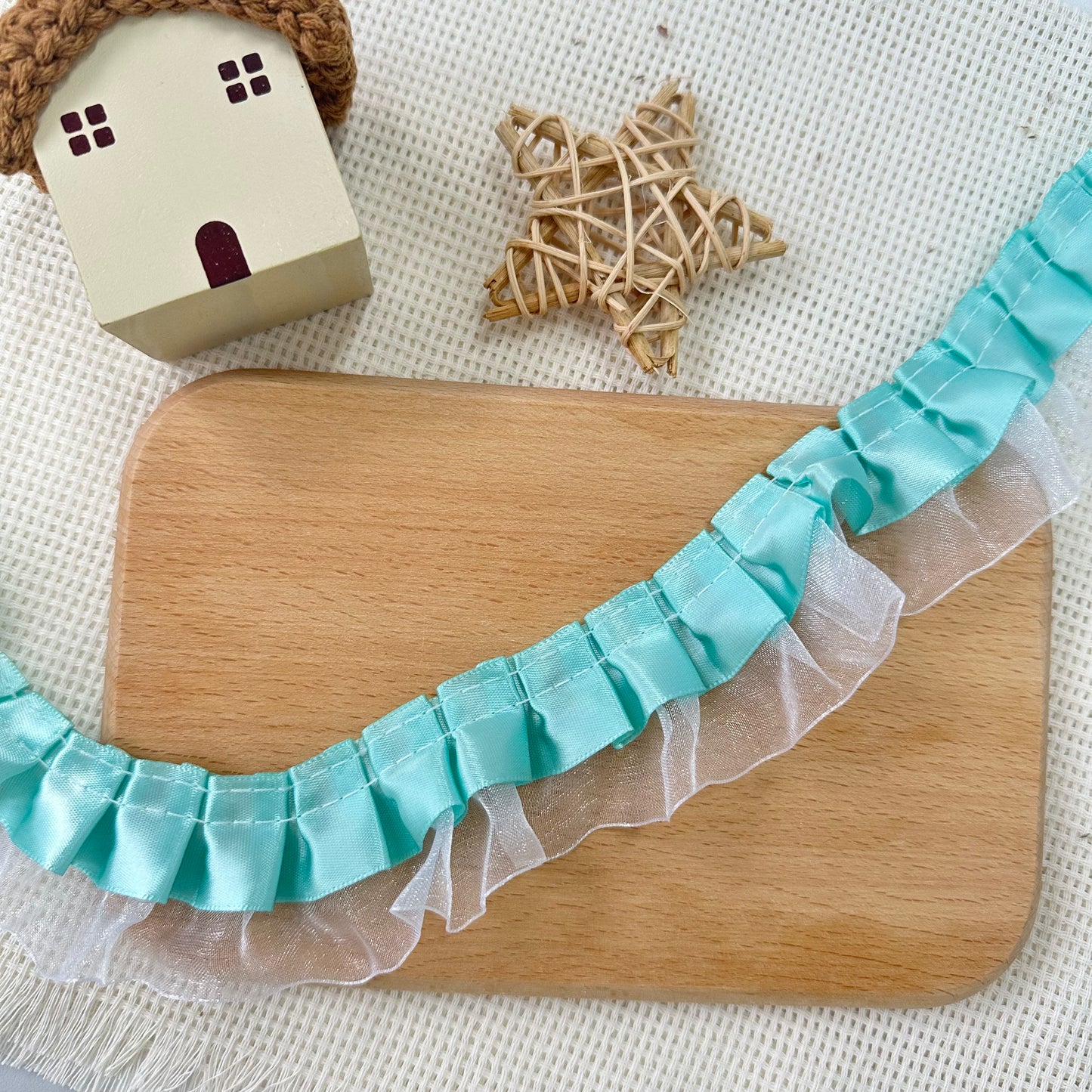 100cm Satin-Mesh Ribbon: Teal Blue