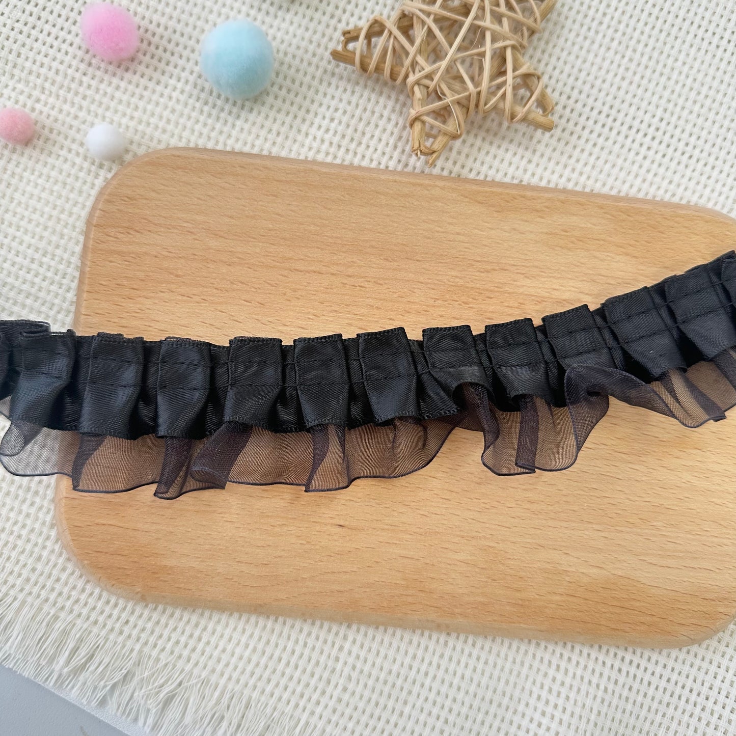 100cm Satin-Mesh Ribbon: Black