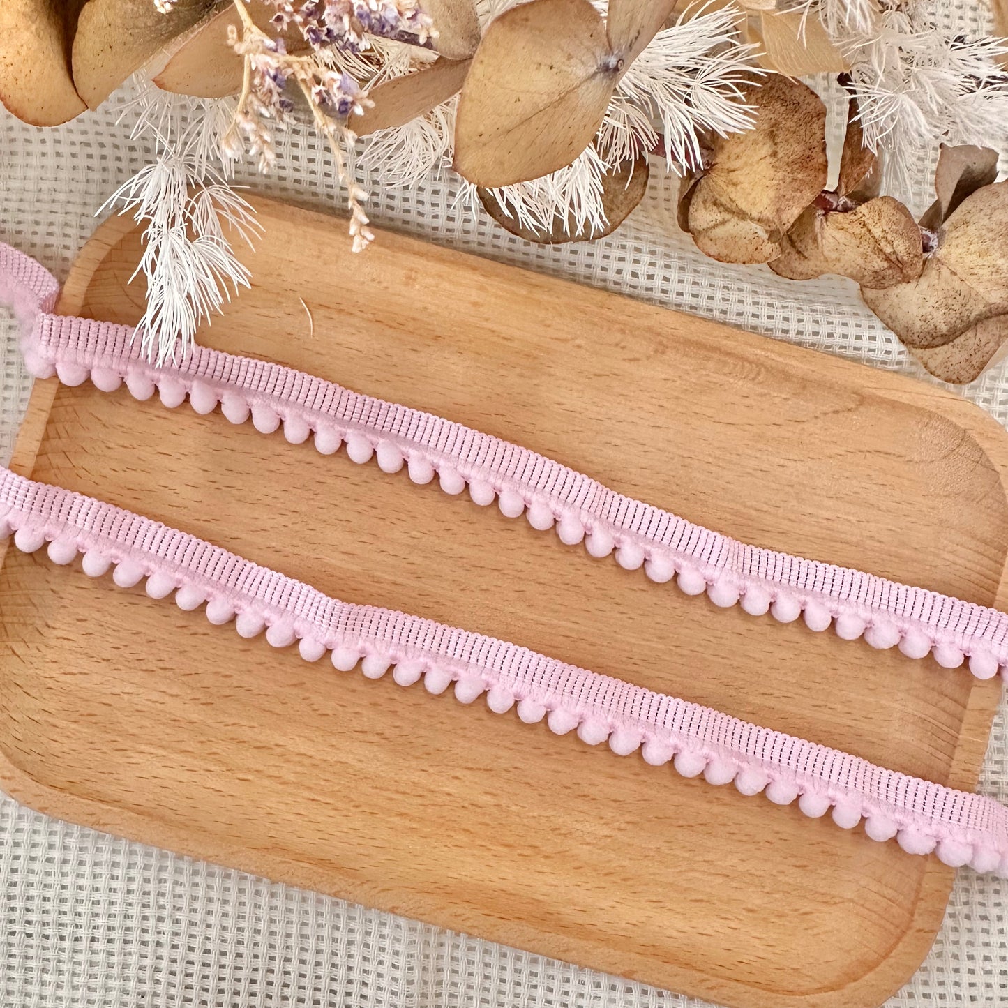 100cm Pom Pom Ribbon: Pink