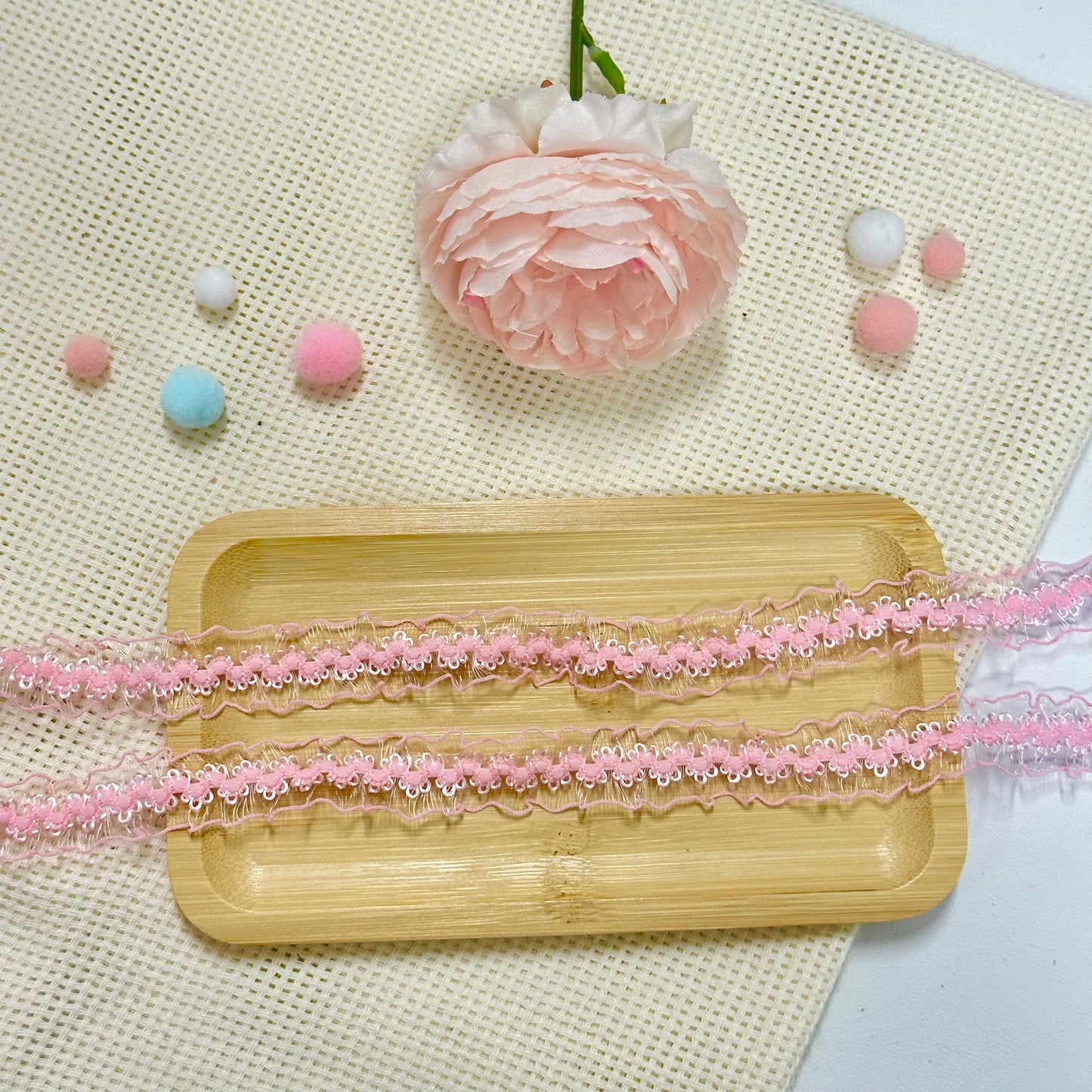 100cm Lace Ribbon: Pink