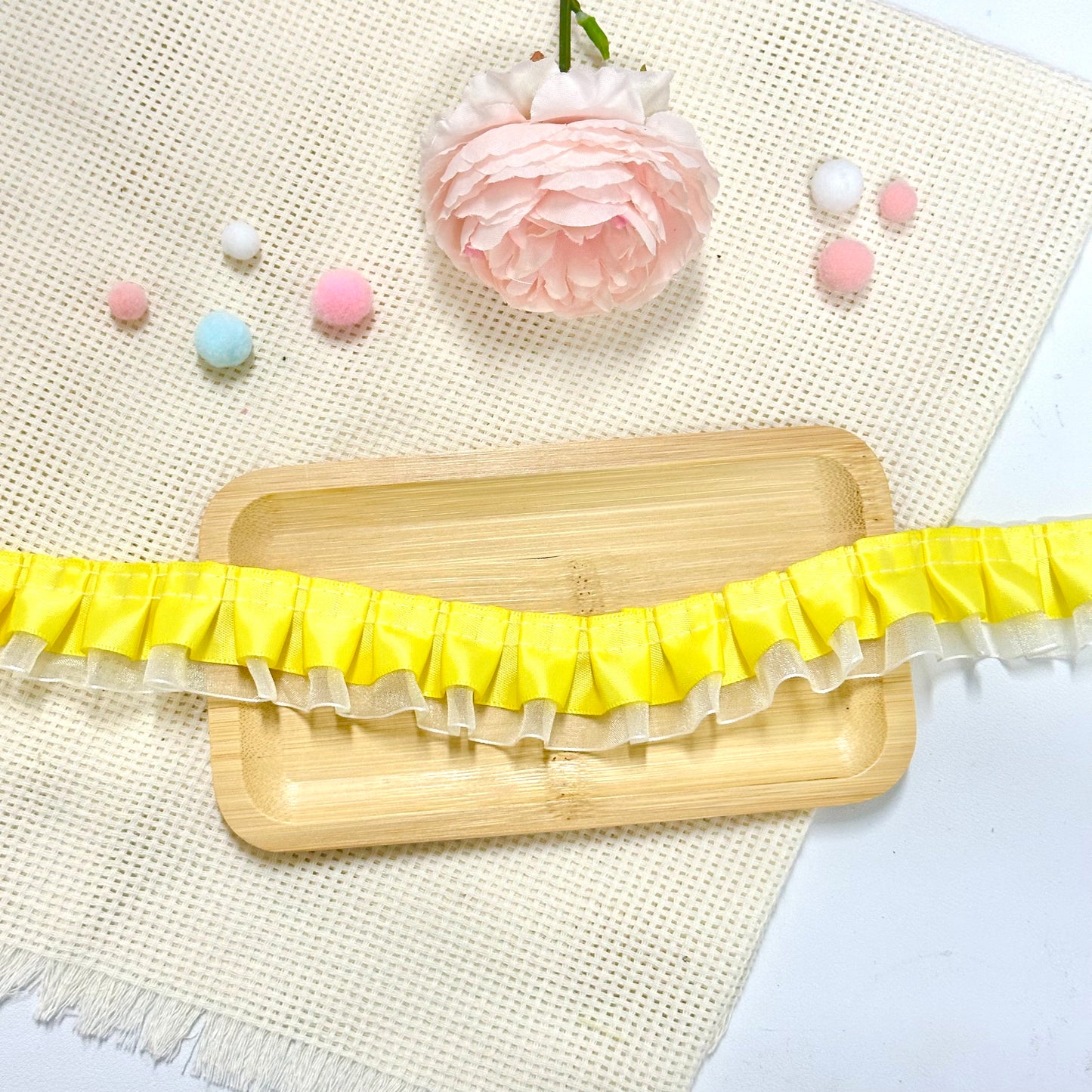100cm Satin-Lace Ribbon: Yellow