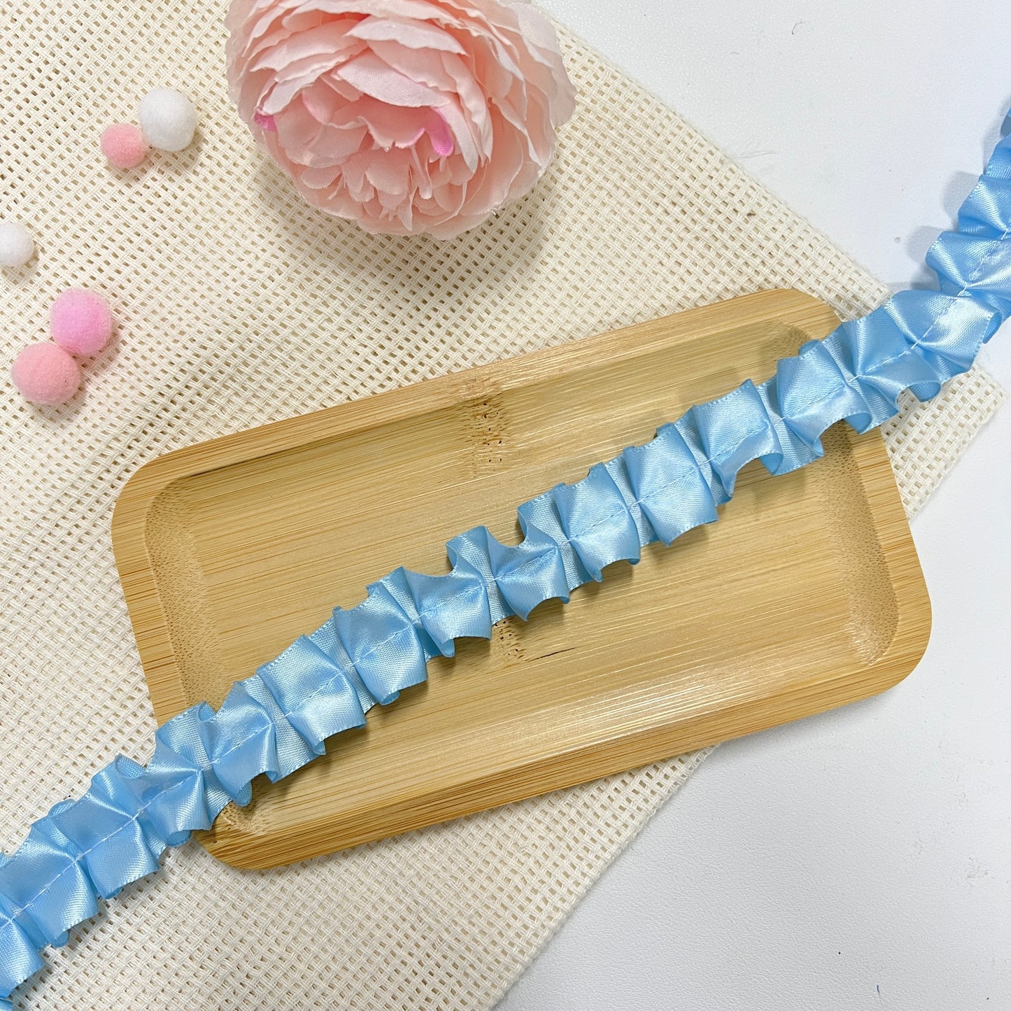 100cm CInched Satin Ribbon: Sky Blue
