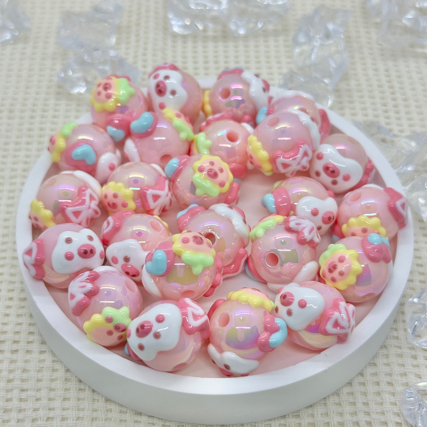 HandPainted Beads: Pink Piggy