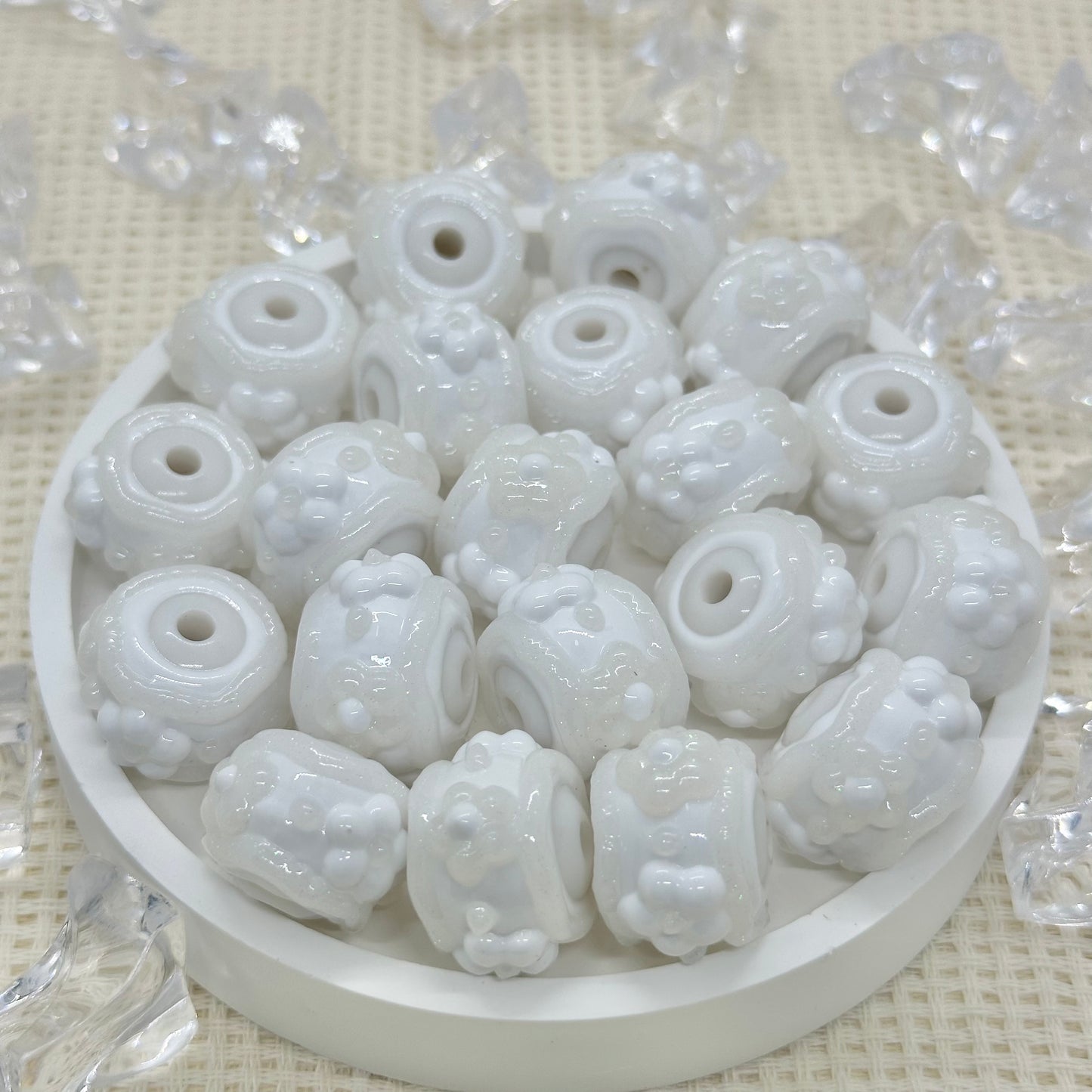 HandPainted Beads: Flower Bone