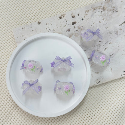 Handpainted Beads: Purple Garden (Glow in the Dark)