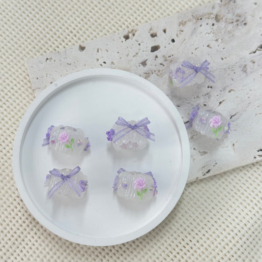 Handpainted Beads: Purple Garden (Glow in the Dark)