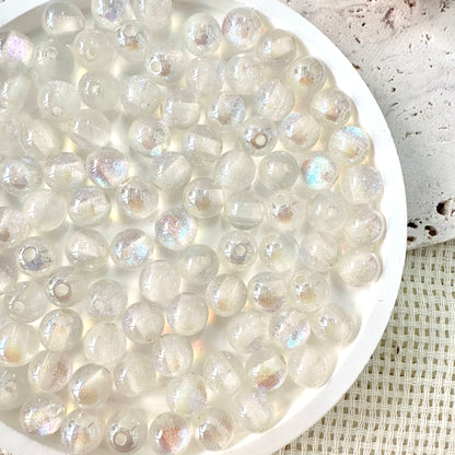 8mm AB Iridescent Glitter Beads (Pearl White)