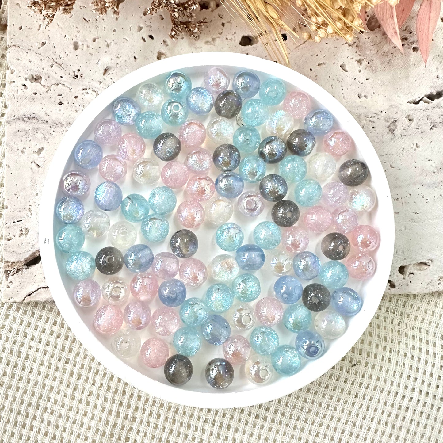 8mm AB Iridescent Glitter Beads (Assorted Colors)