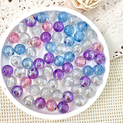 10mm AB Iridescent Glitter Beads (Assorted Colors)