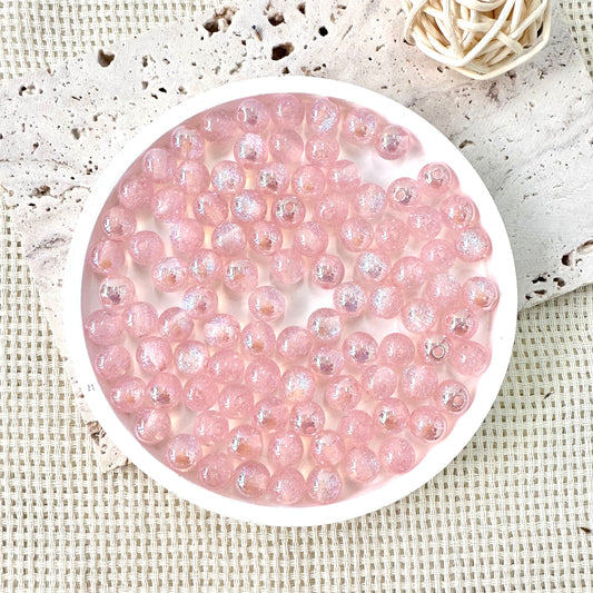 8mm AB Iridescent Glitter Beads (Pink)