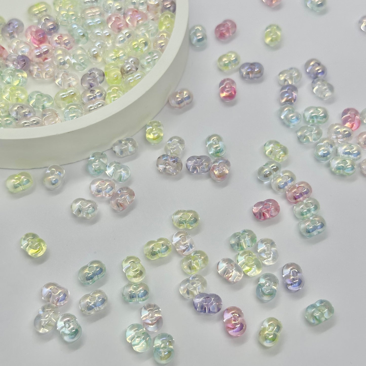 AB Beads: Mix Colour Peanut Shape Transparent Beads