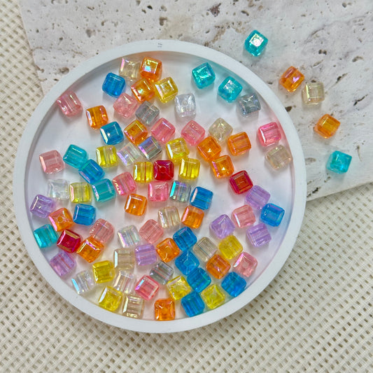 AB Beads: 7mm Transclucent Squares (Assorted Colors)