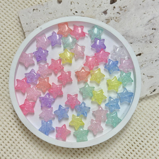 AB Beads: 12mm Transclucent Cracked Star (Assorted Colors)