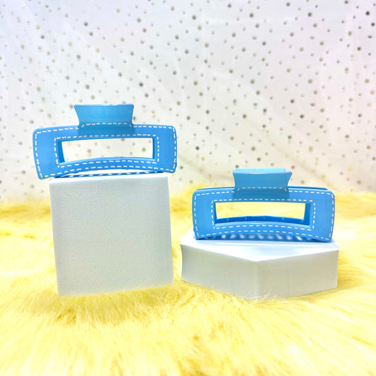 Glossy Claw Clip: Rectangle - Dashes (Assorted Colors)