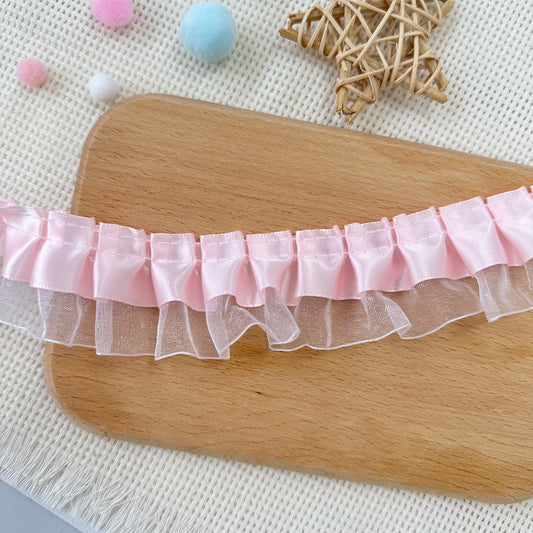 100cm Satin-Mesh Ribbon: Baby Pink