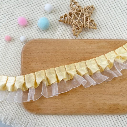 100cm Satin-Mesh Ribbon: Champagne Yellow