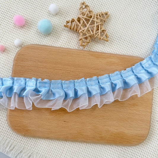 100cm Satin-Mesh Ribbon: Blue