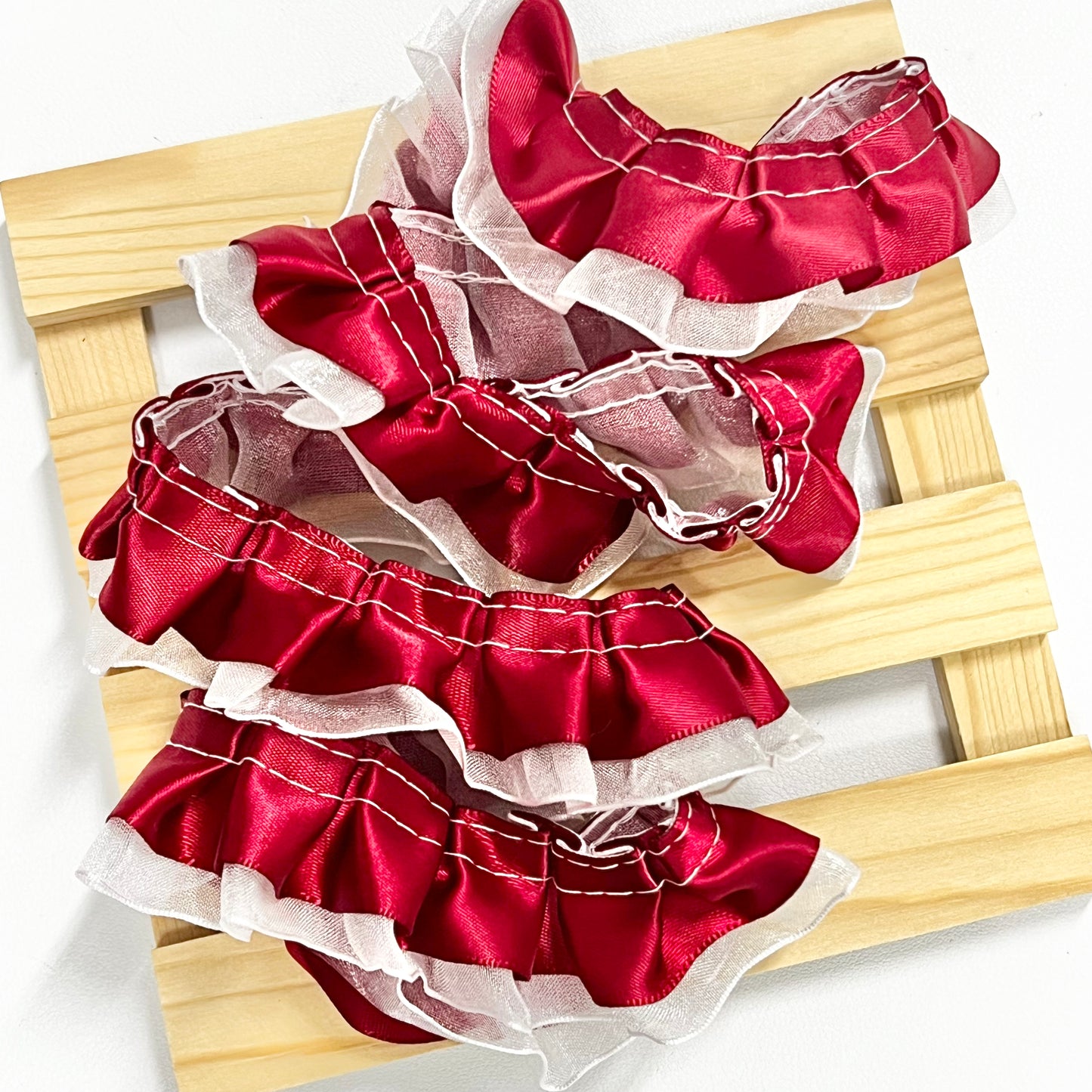 100cm Satin-Mesh Ribbon: Wine Red