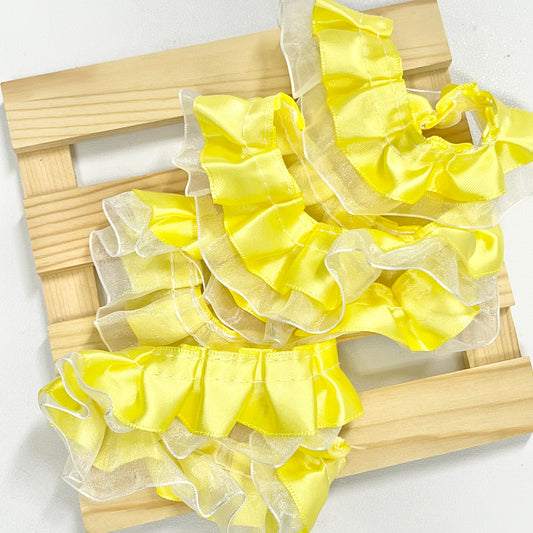 100cm Satin-Mesh Ribbon: Sunshine Yellow