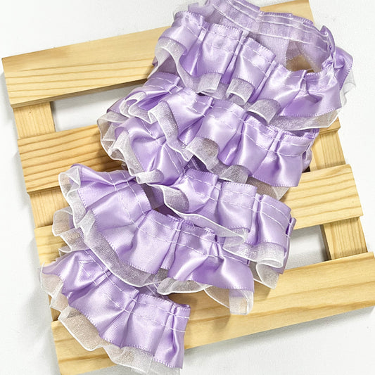 100cm Satin-Mesh Ribbon: Purple
