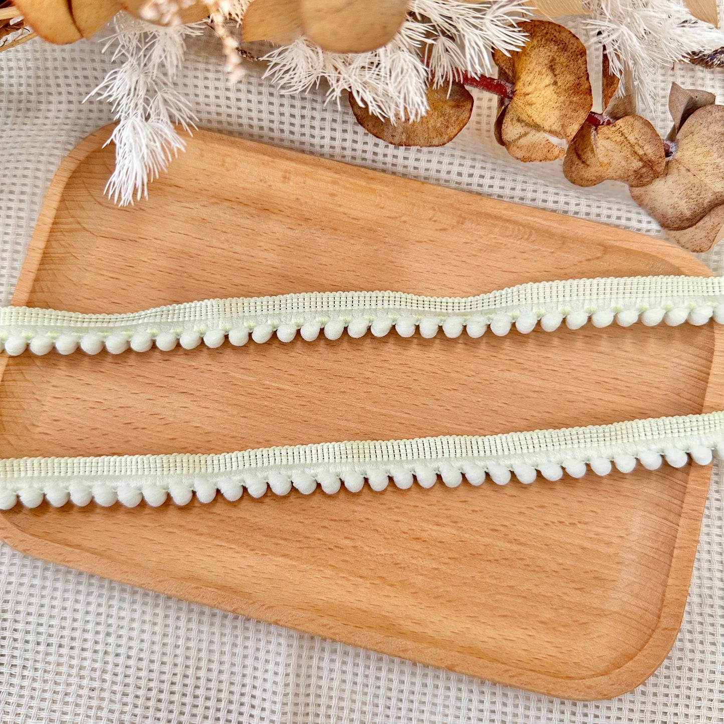 100cm Pom Pom Ribbon: Green