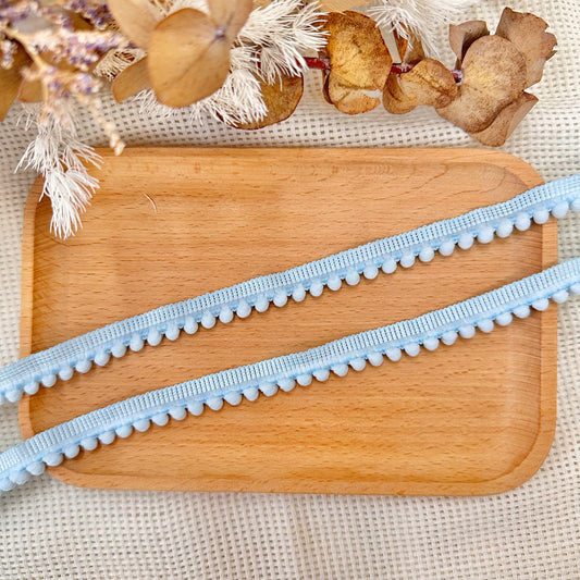 100cm Pom Pom Ribbon: Blue