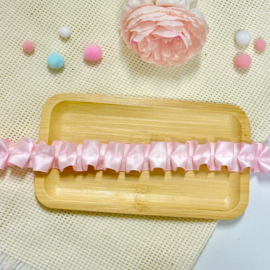 100cm CInched Satin Ribbon: Baby Pink