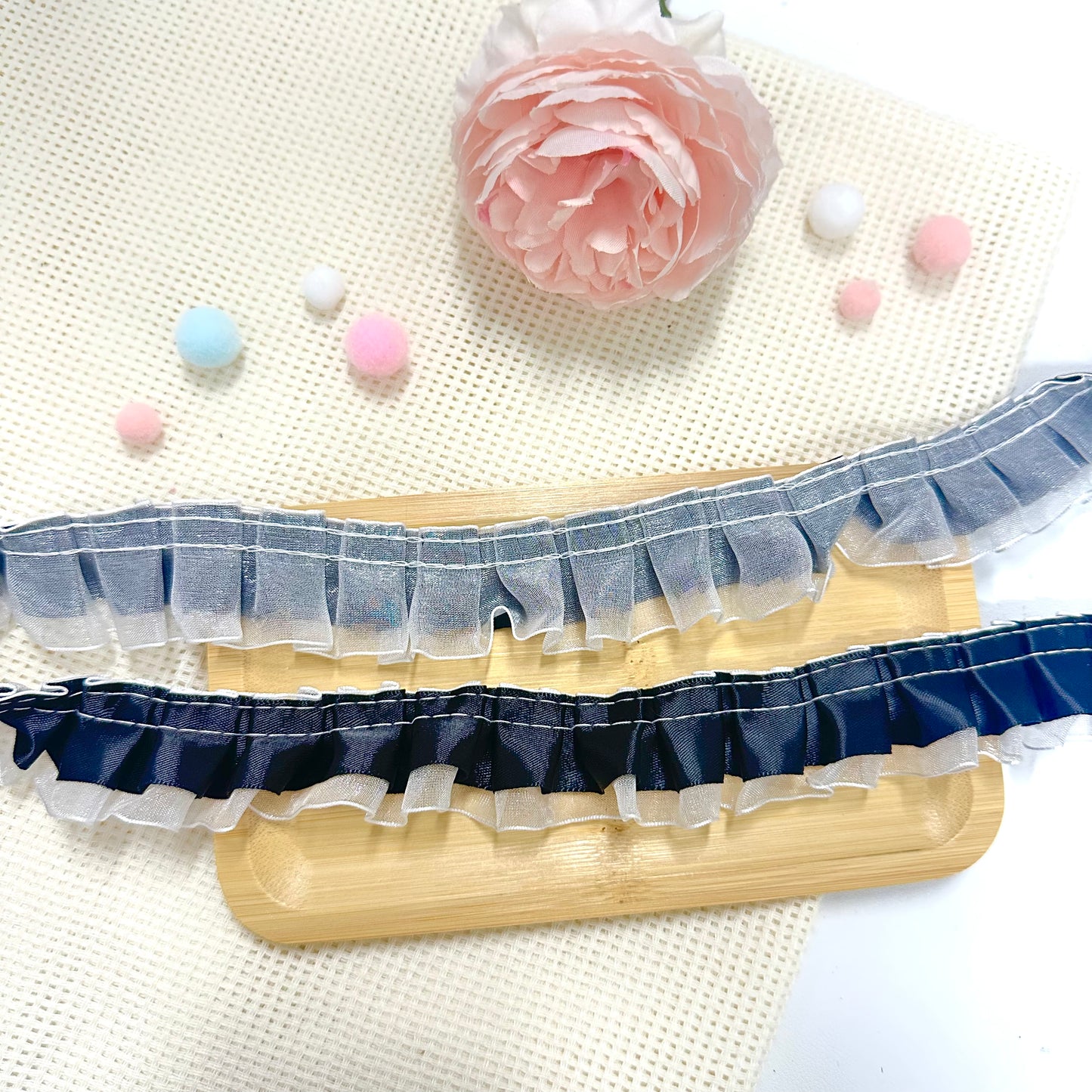 100cm Satin-Lace Ribbon: Black