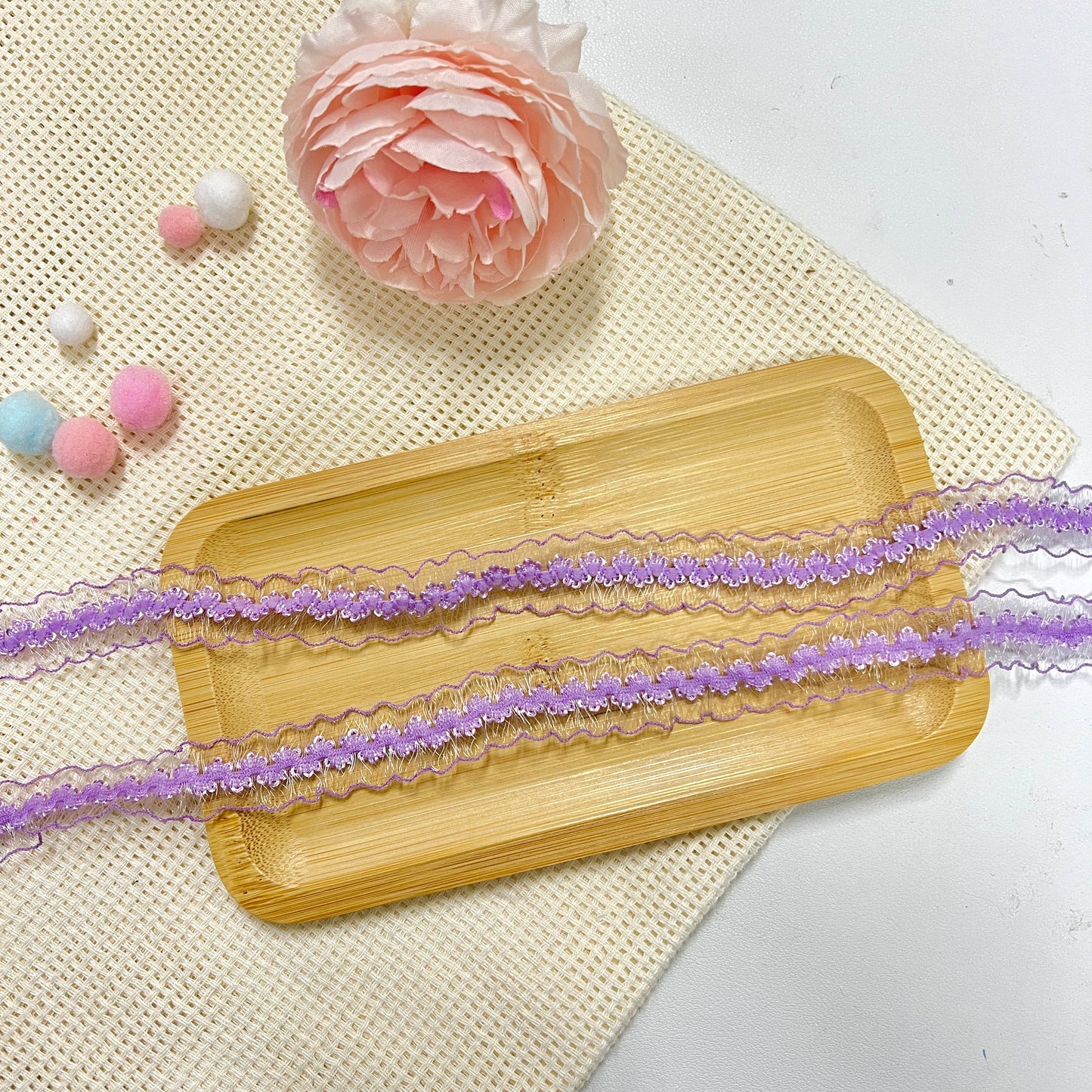 100cm Lace Ribbon: Purple