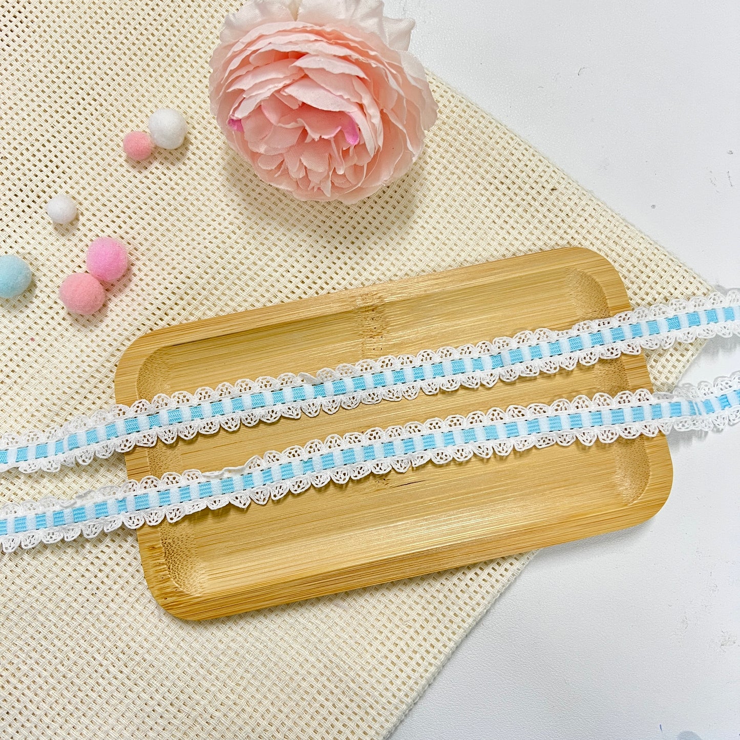 100cm Lace Ribbon: Sky Blue