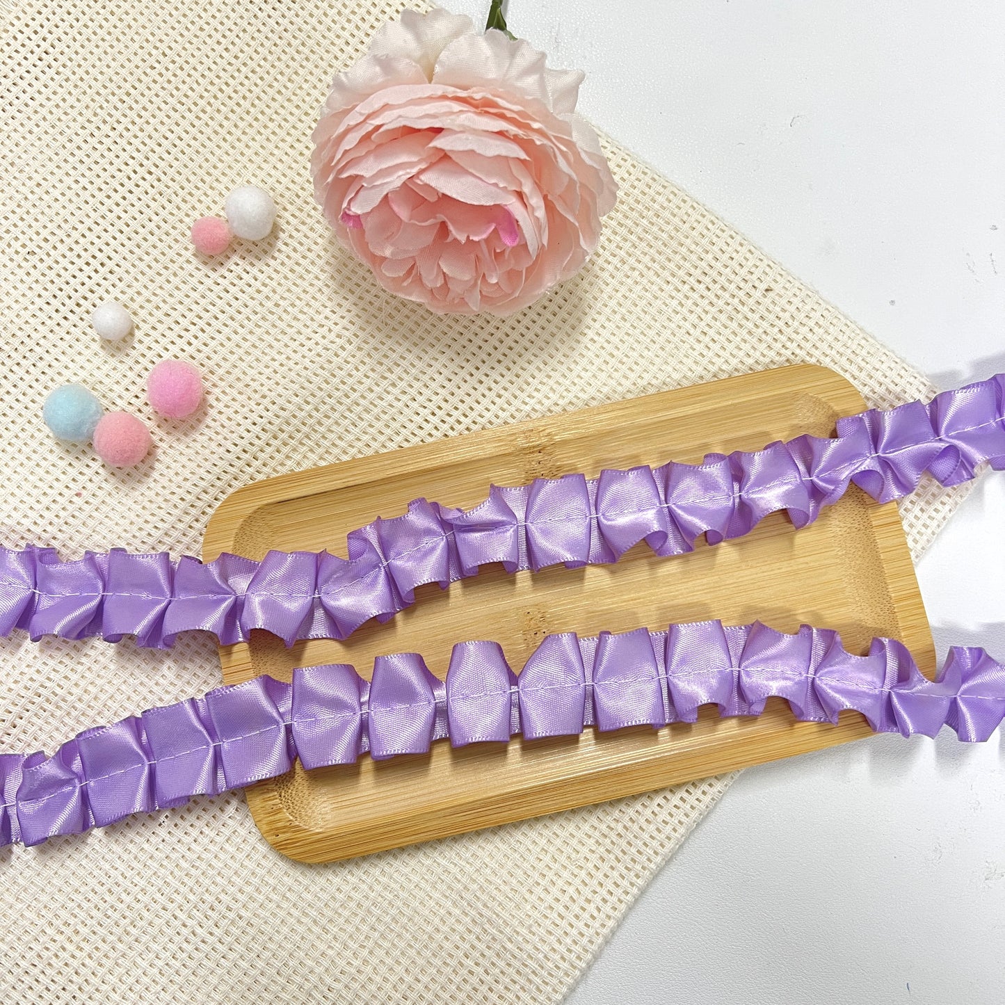 100cm CInched Satin Ribbon: Purple