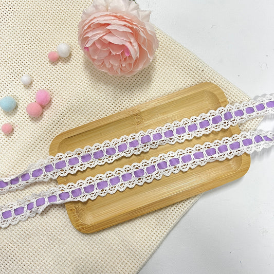 100cm Lace Ribbon: Purple