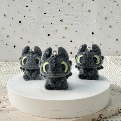Velvet Charms with Eyepins: Toothless Night Fury Dragon